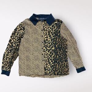 Filament Vintage Leopard‎ Print Silk Button-Up Womens Size Large Y2K 90s